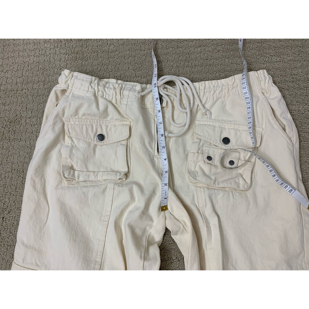 Oli & Hali Cream Streetwear Cargo Pants Drawstring Waist Utility JP0153 Large - Picture 11 of 13